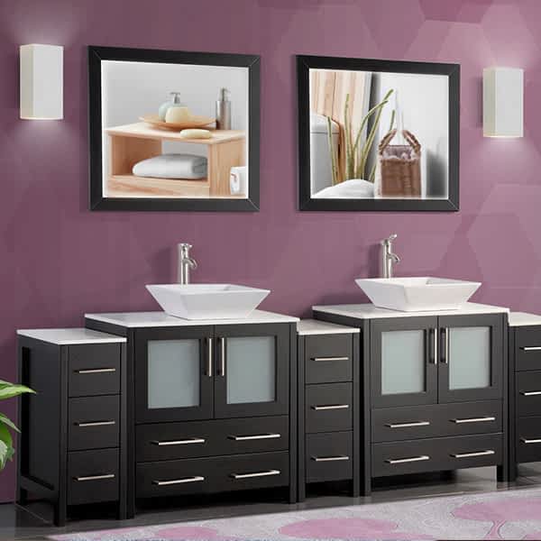 Vanity Art 96 Inch Double Sink Bathroom Vanity Set With Ceramic Vanity ...