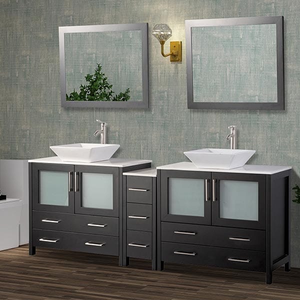 Vanity Art 84 Inch Double Sink Bathroom Vanity Set With Ceramic Vanity ...